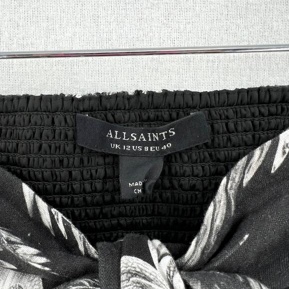 ALLSAINTS Riah Mia Bandeau Top Women 8 Black white Tie Front Vacation Travel NEW - Picture 11 of 16